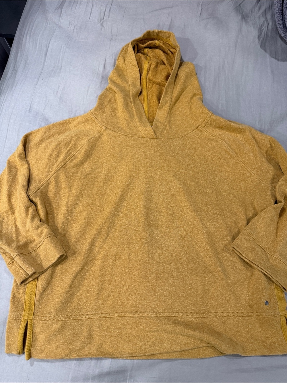 Prana Women's Mustard Yellow 3/4 sleeve Hooded Sweatshirt